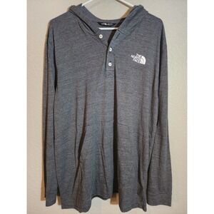 The North Face Hoodie Mens XL Gray Henley Pullover Kangaroo Pocket Lightweight